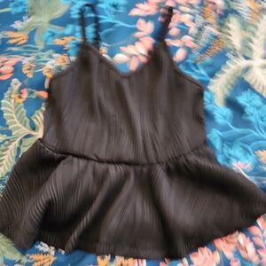 Girls Black Sleeveless Peplum Top